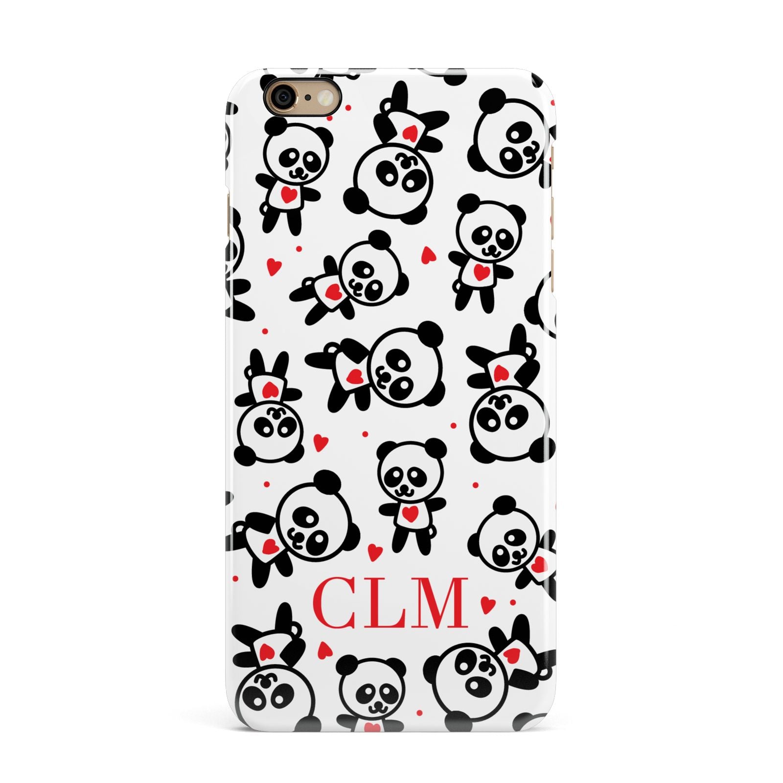 Personalised Panda Initials iPhone 6 Plus 3D Snap Case on Gold Phone