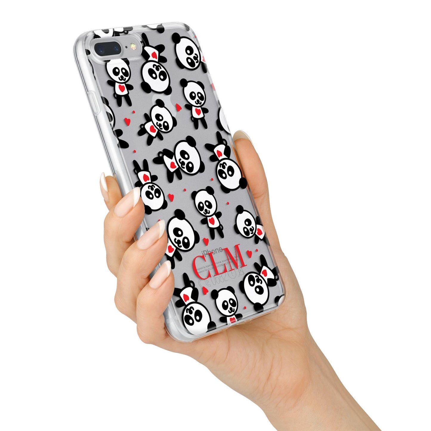 Personalised Panda Initials iPhone 7 Plus Bumper Case on Silver iPhone Alternative Image