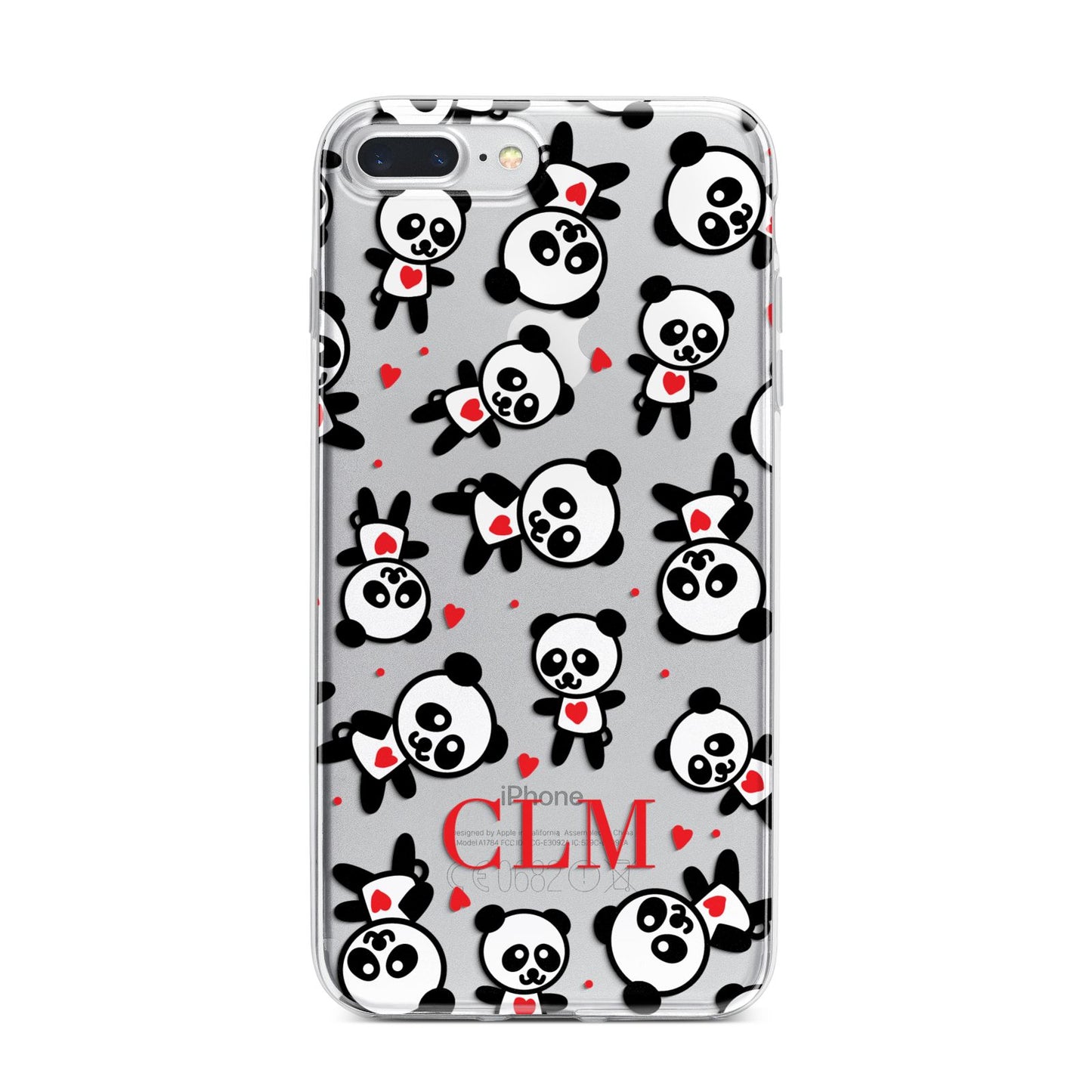 Personalised Panda Initials iPhone 7 Plus Bumper Case on Silver iPhone
