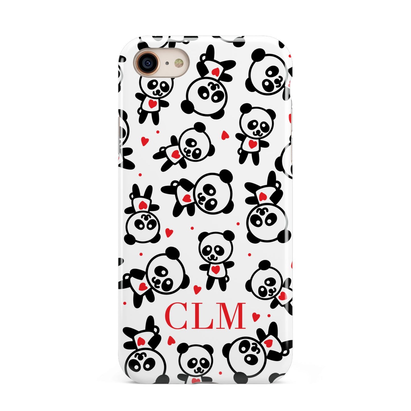 Personalised Panda Initials iPhone 8 3D Tough Case on Gold Phone