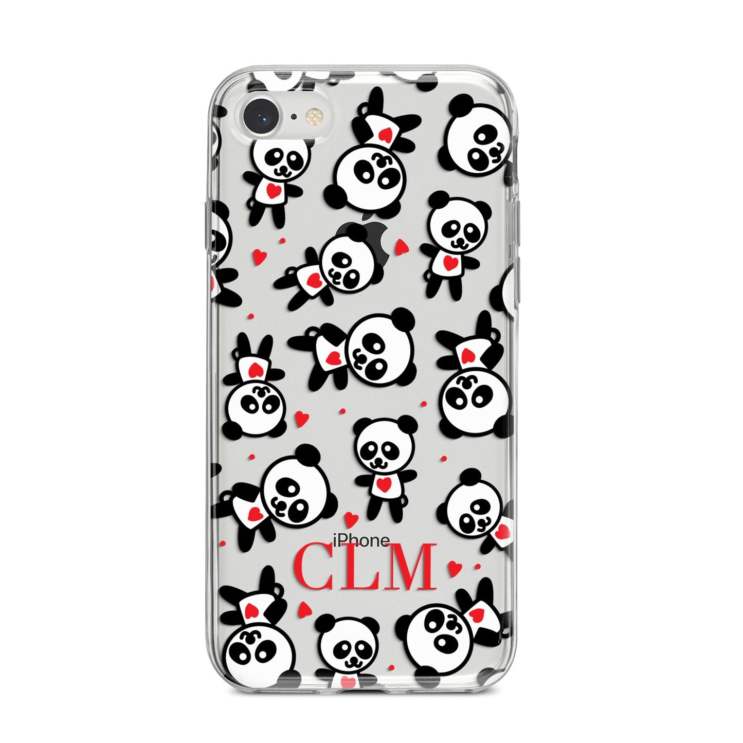 Personalised Panda Initials iPhone 8 Bumper Case on Silver iPhone