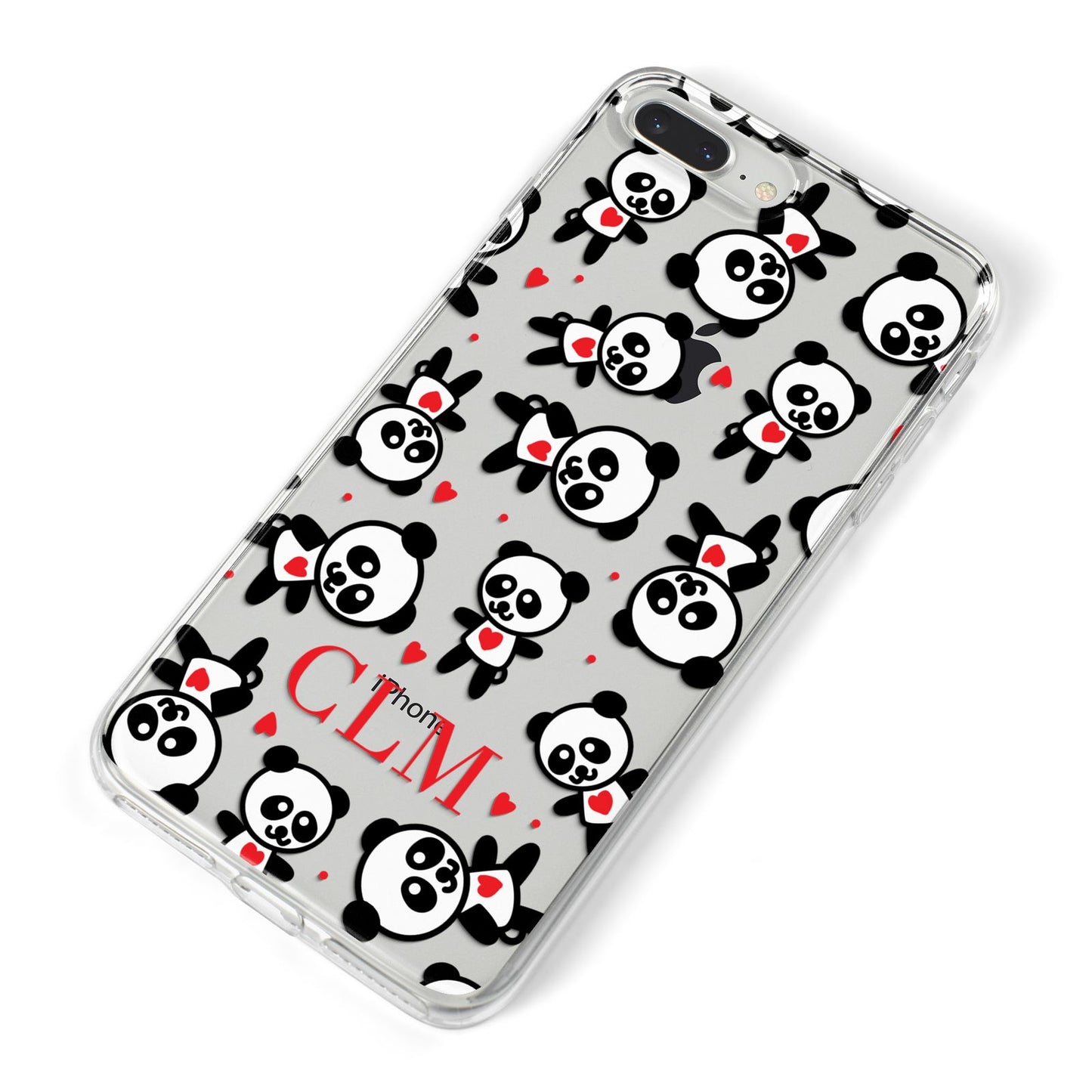 Personalised Panda Initials iPhone 8 Plus Bumper Case on Silver iPhone Alternative Image