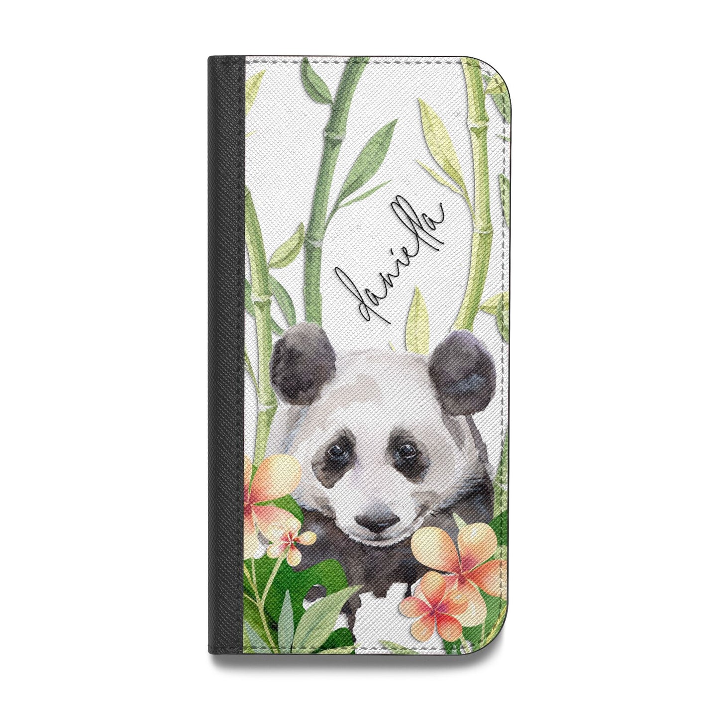 Personalised Panda Vegan Leather Flip Samsung Case