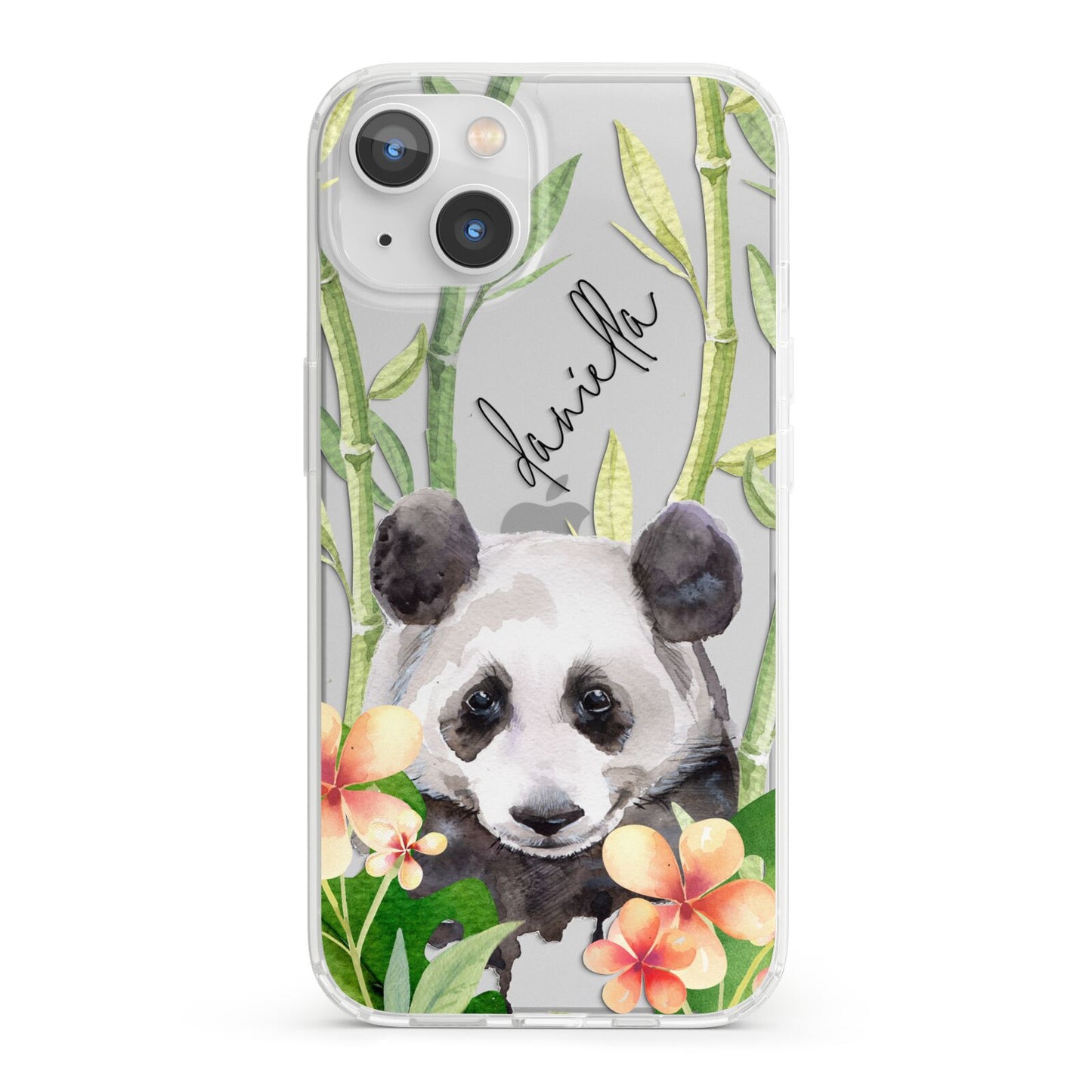 Personalised Panda iPhone 13 Clear Bumper Case