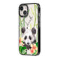 Personalised Panda iPhone 14 Black Impact Case Side Angle on Silver phone