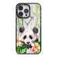 Personalised Panda iPhone 14 Pro Max Black Impact Case on Silver phone