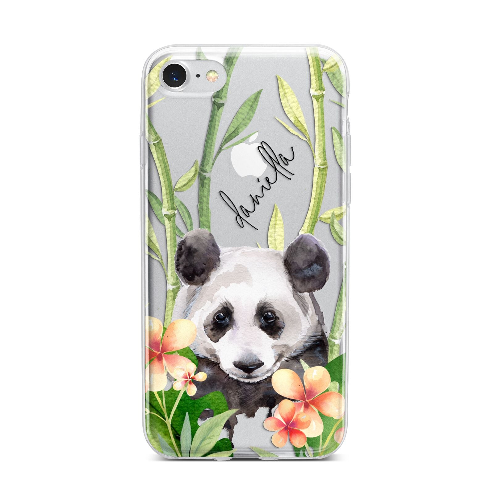 Personalised Panda iPhone 7 Bumper Case on Silver iPhone