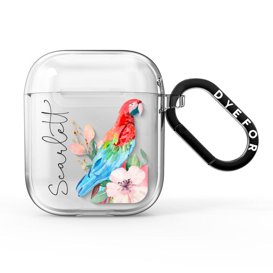 Personalised Parrot AirPods Clear Case