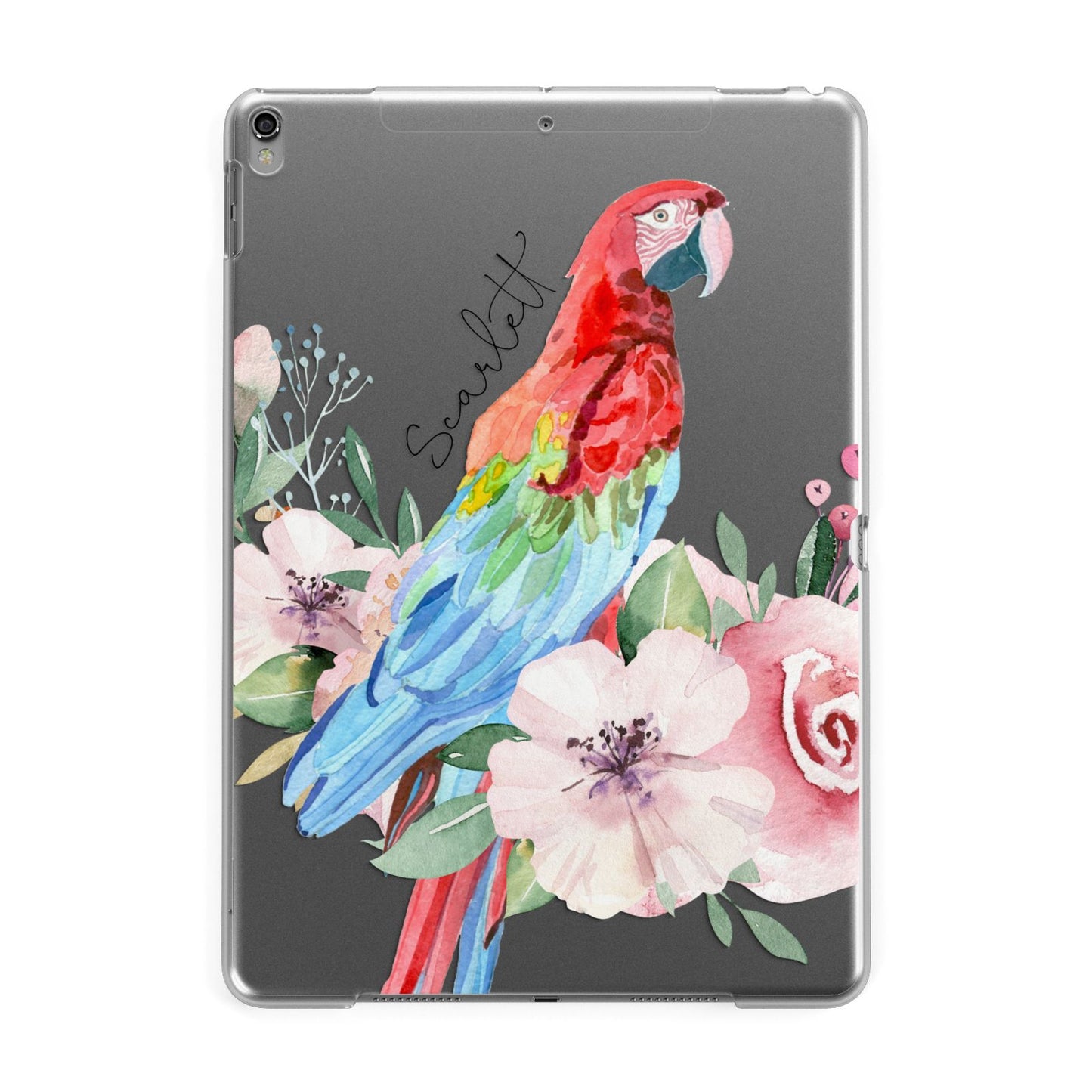 Personalised Parrot Apple iPad Grey Case