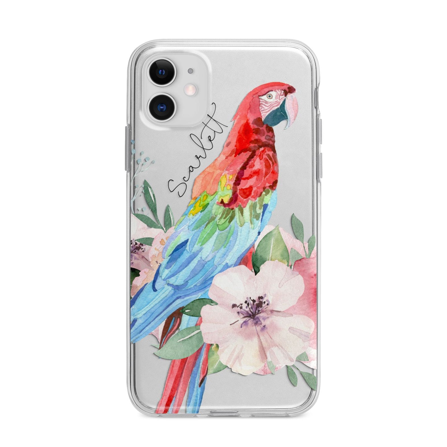 Personalised Parrot Apple iPhone 11 in White with Bumper Case