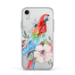 Personalised Parrot Apple iPhone XR Impact Case White Edge on Silver Phone