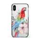 Personalised Parrot Apple iPhone Xs Impact Case Black Edge on Silver Phone
