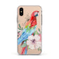 Personalised Parrot Apple iPhone Xs Impact Case White Edge on Gold Phone