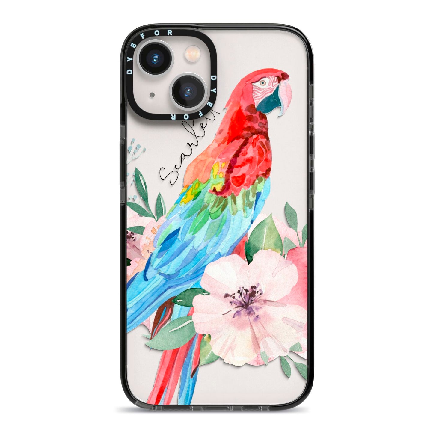 Personalised Parrot iPhone 13 Black Impact Case on Silver phone