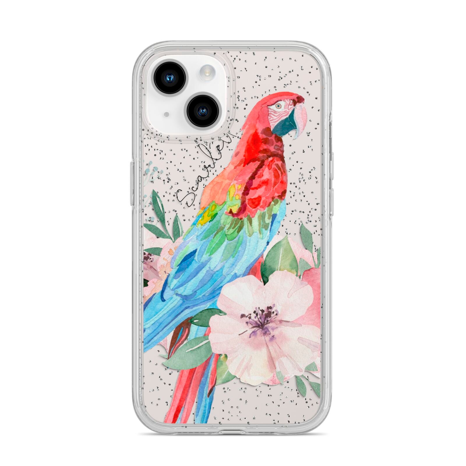 Personalised Parrot iPhone 14 Glitter Tough Case Starlight