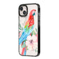 Personalised Parrot iPhone 14 Plus Black Impact Case Side Angle on Silver phone