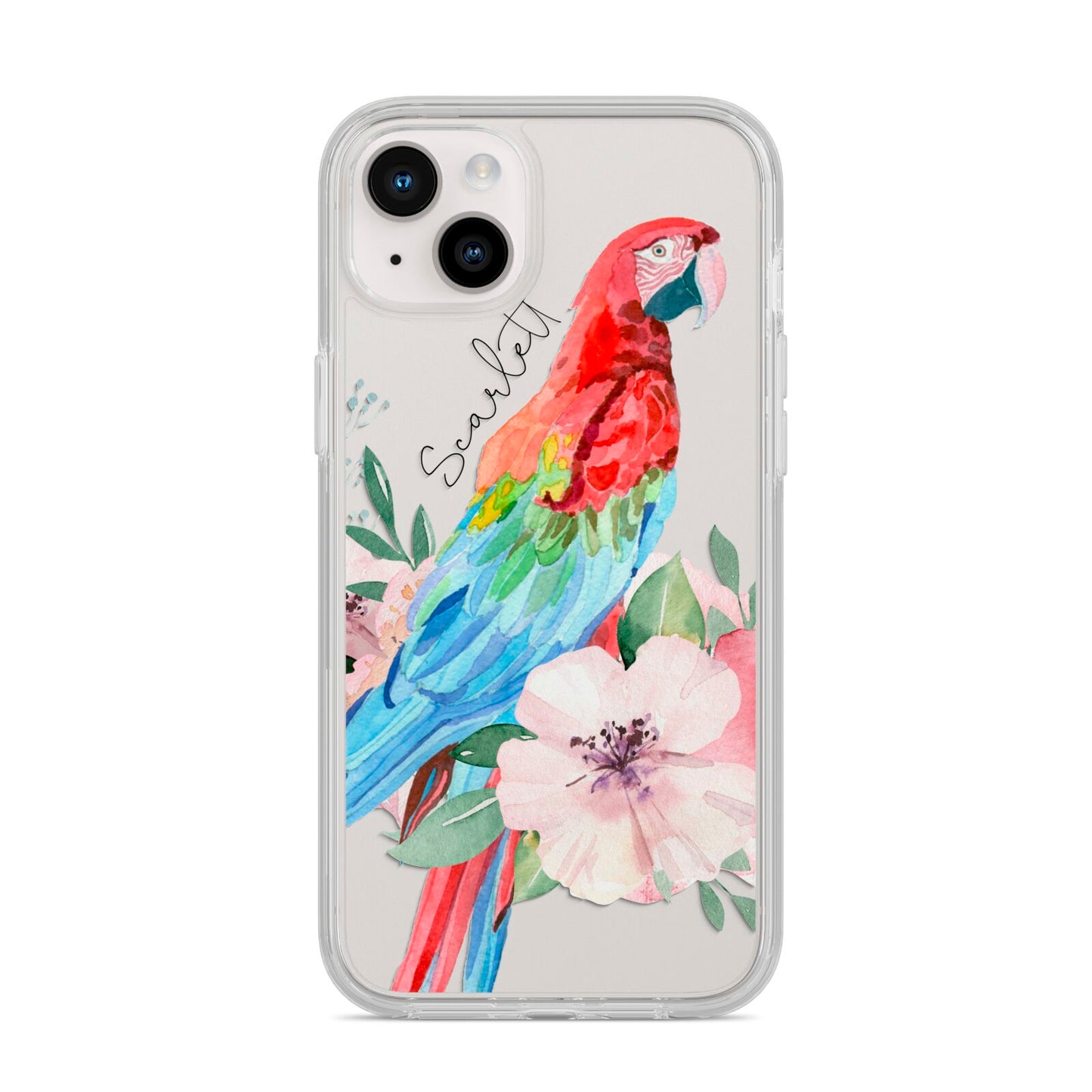Personalised Parrot iPhone 14 Plus Clear Tough Case Starlight