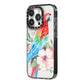Personalised Parrot iPhone 14 Pro Black Impact Case Side Angle on Silver phone
