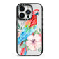 Personalised Parrot iPhone 14 Pro Black Impact Case on Silver phone