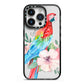 Personalised Parrot iPhone 14 Pro Black Impact Case on Silver phone