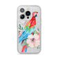 Personalised Parrot iPhone 14 Pro Glitter Tough Case Silver