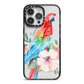 Personalised Parrot iPhone 14 Pro Max Black Impact Case on Silver phone
