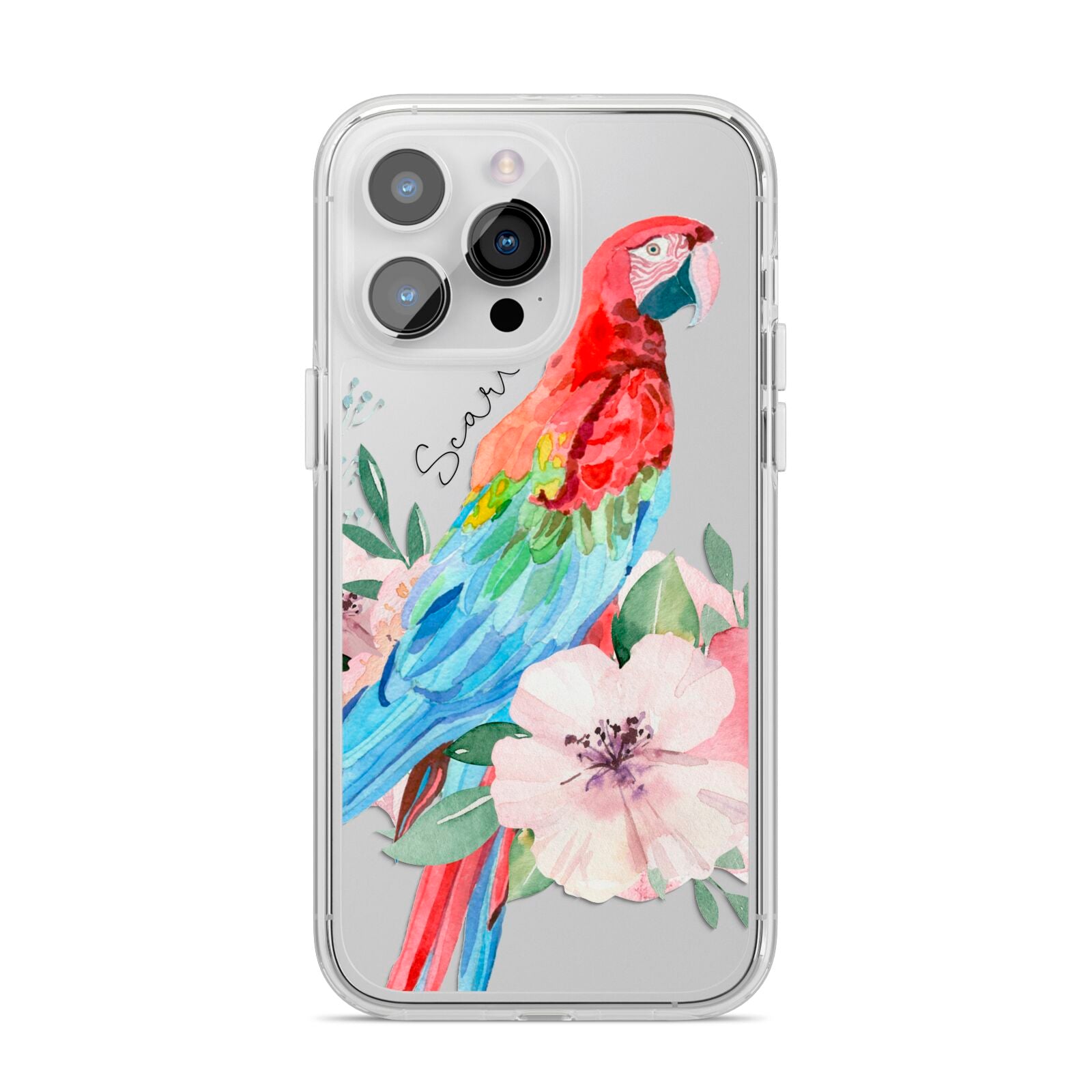 Personalised Parrot iPhone 14 Pro Max Clear Tough Case Silver