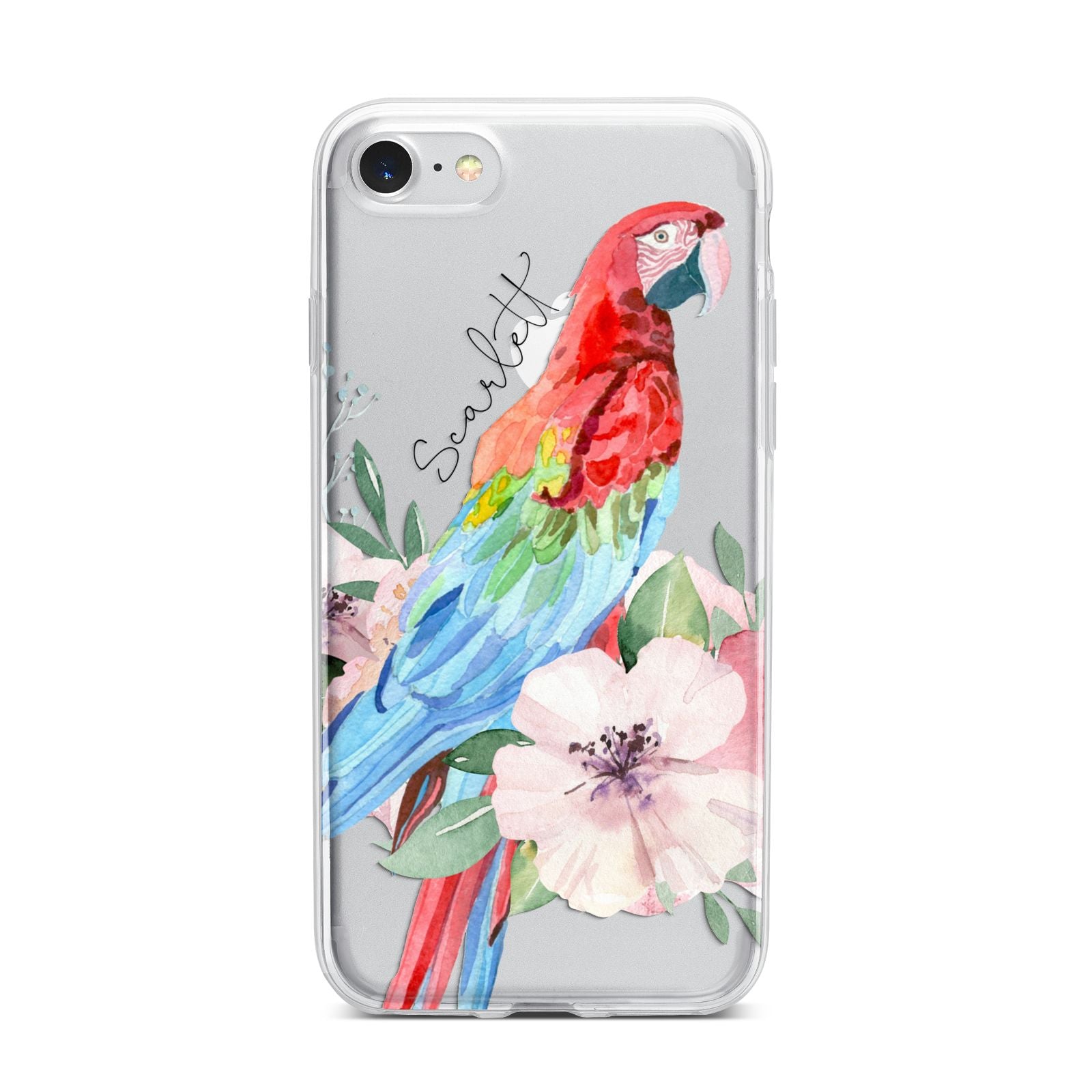 Personalised Parrot iPhone 7 Bumper Case on Silver iPhone