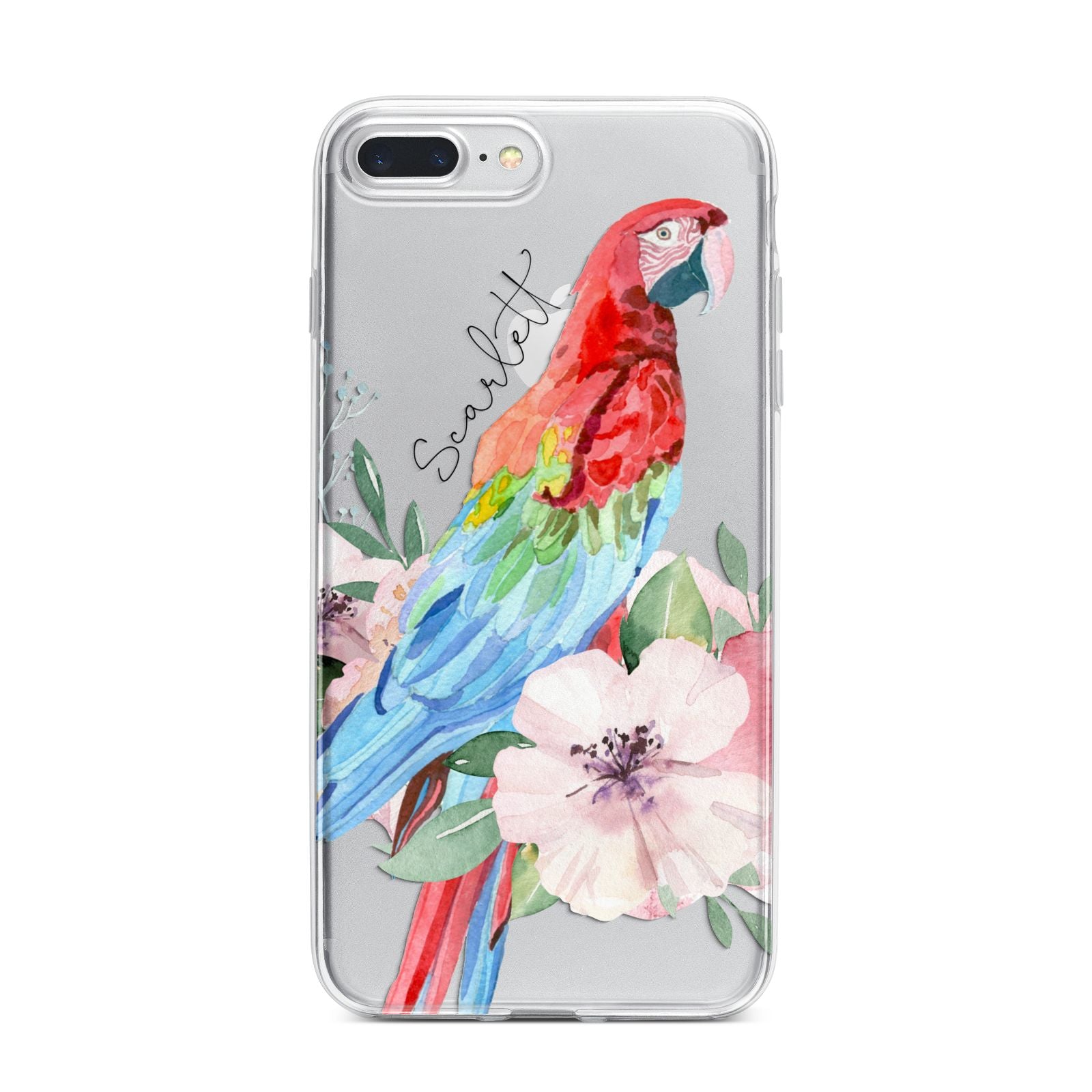 Personalised Parrot iPhone 7 Plus Bumper Case on Silver iPhone