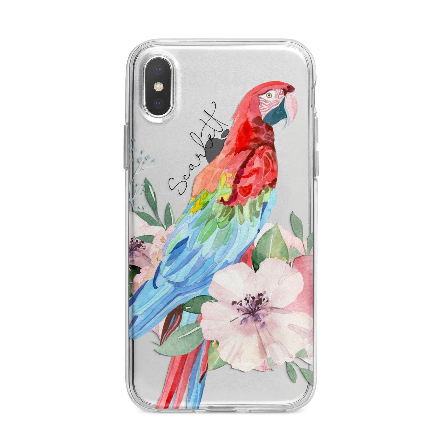 Personalised Parrot iPhone X Bumper Case on Silver iPhone Alternative Image 1