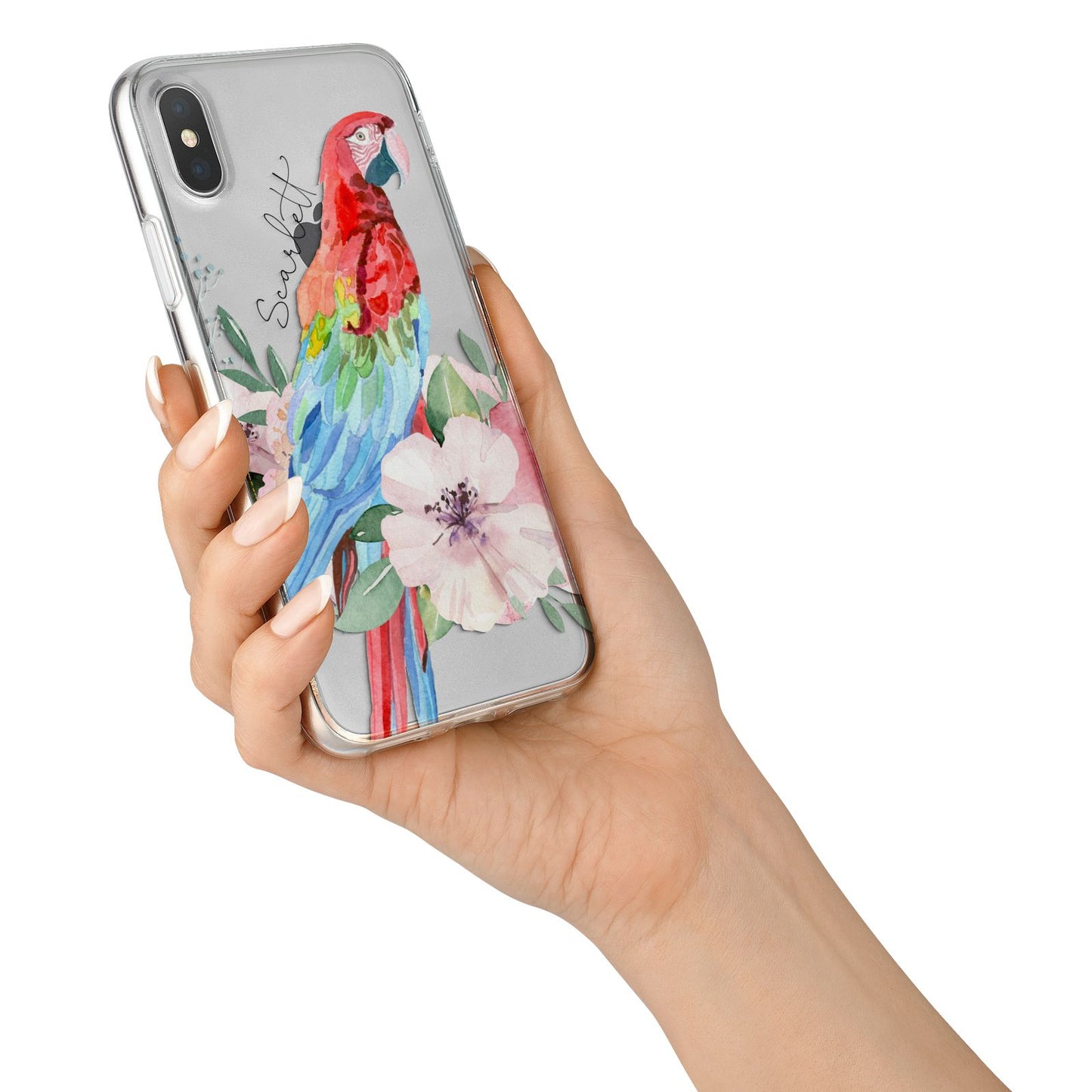 Personalised Parrot iPhone X Bumper Case on Silver iPhone Alternative Image 2