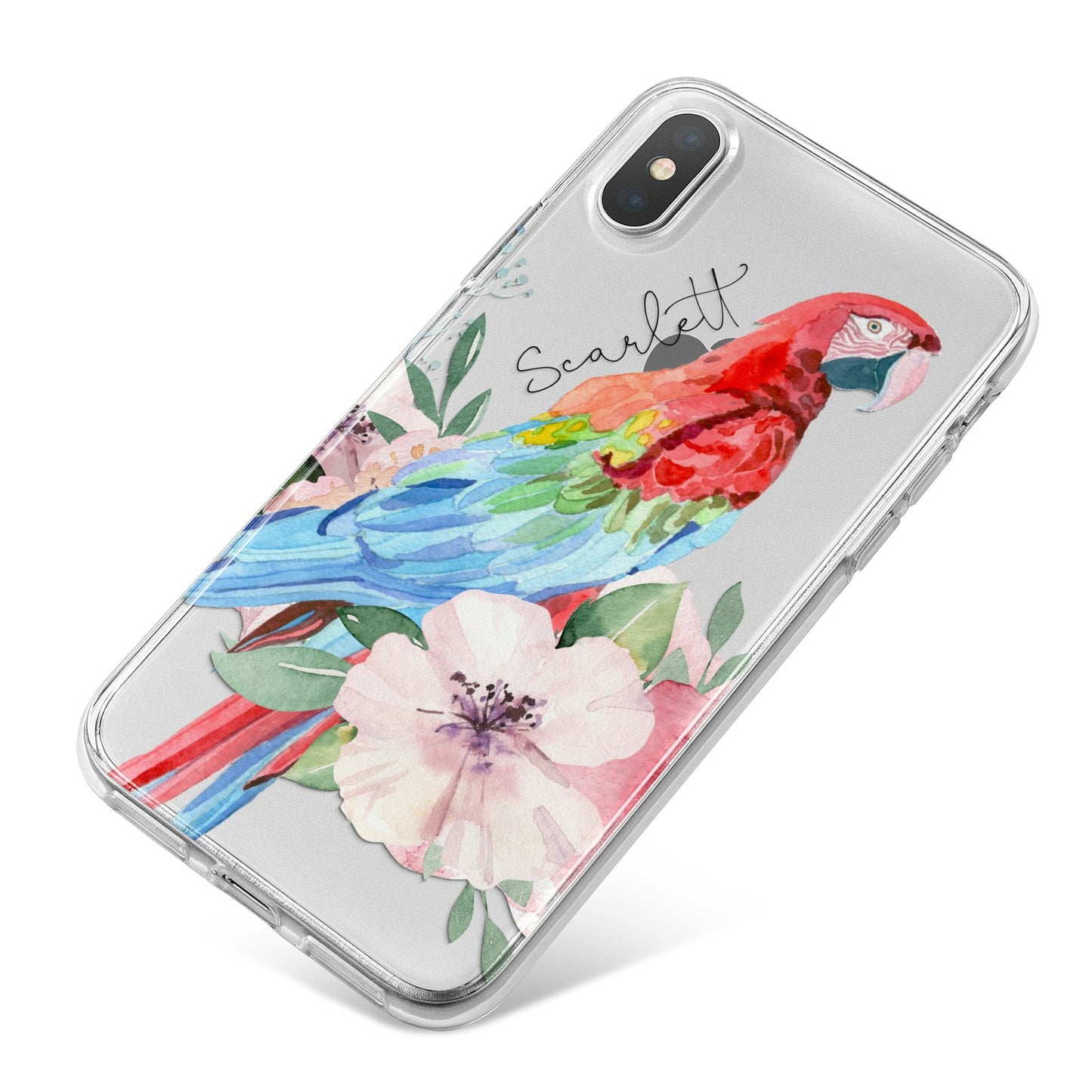Personalised Parrot iPhone X Bumper Case on Silver iPhone