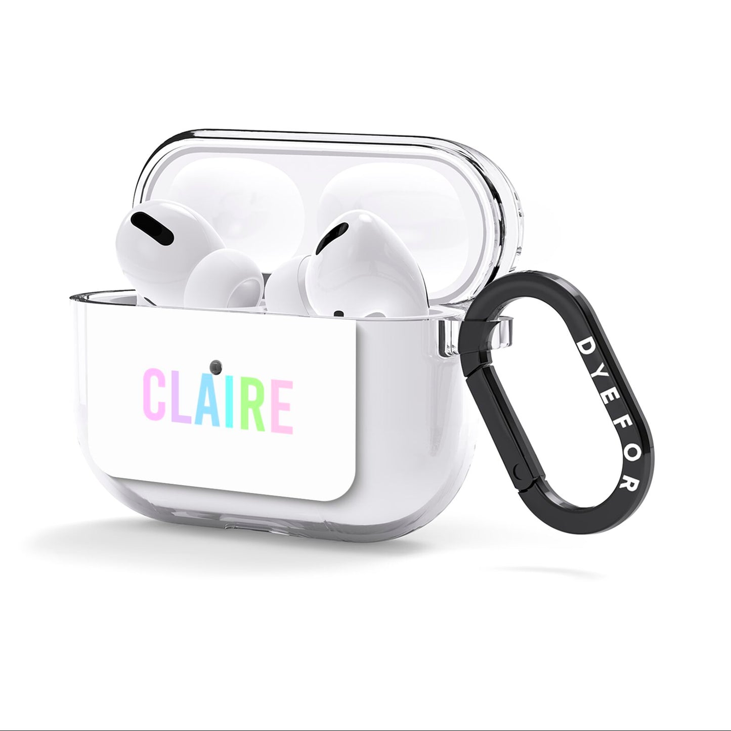 Personalised Pastel Colour Name AirPods Clear Case 3rd Gen Side Image