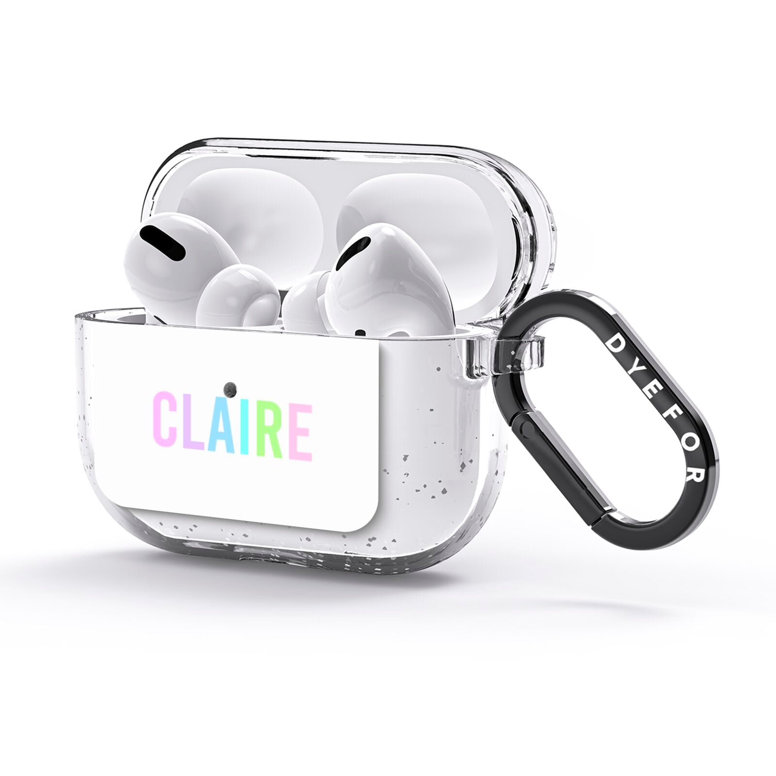 Personalised Pastel Colour Name AirPods Glitter Case 3rd Gen Side Image
