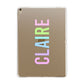 Personalised Pastel Colour Name Apple iPad Gold Case