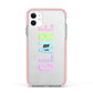 Personalised Pastel Colour Name Apple iPhone 11 in White with Pink Impact Case
