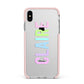 Personalised Pastel Colour Name Apple iPhone Xs Max Impact Case Pink Edge on Silver Phone