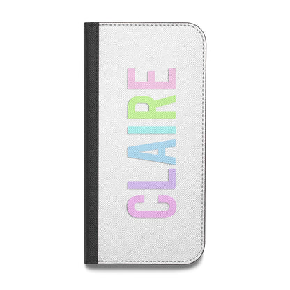 Personalised Pastel Colour Name Vegan Leather Flip Samsung Case