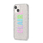 Personalised Pastel Colour Name iPhone 14 Glitter Tough Case Starlight Angled Image