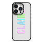 Personalised Pastel Colour Name iPhone 14 Pro Black Impact Case on Silver phone