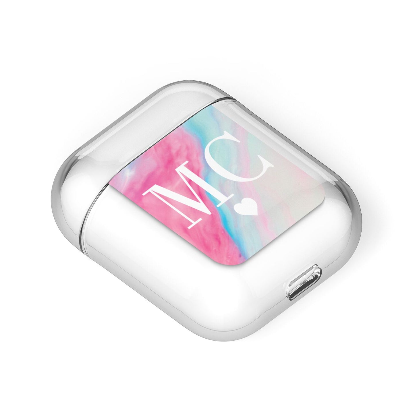 Personalised Pastel Marble Initials AirPods Case Laid Flat