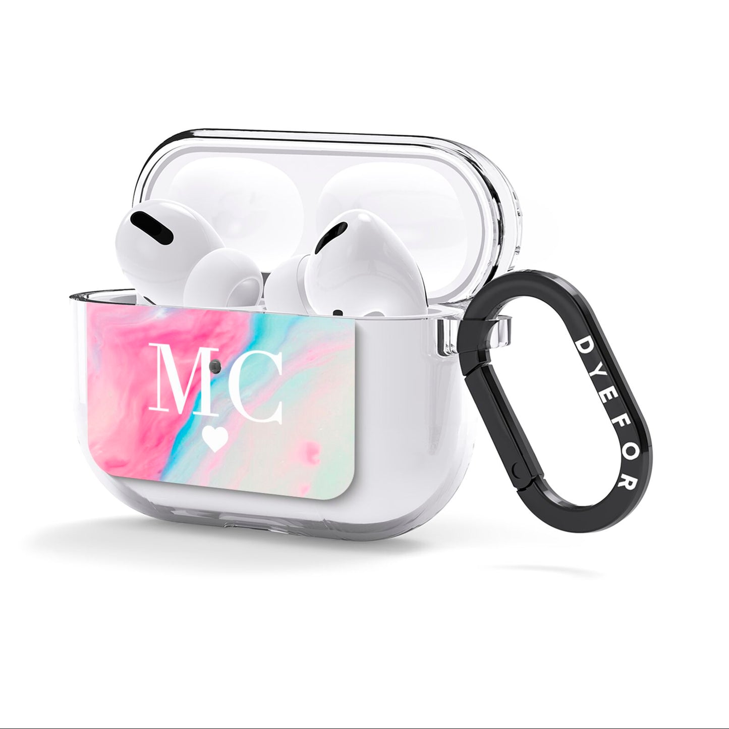 Personalised Pastel Marble Initials AirPods Clear Case 3rd Gen Side Image