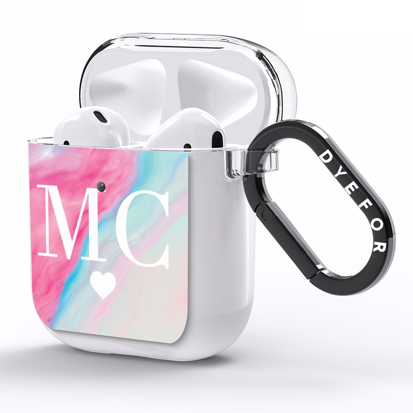 Personalised Pastel Marble Initials AirPods Clear Case Side Image