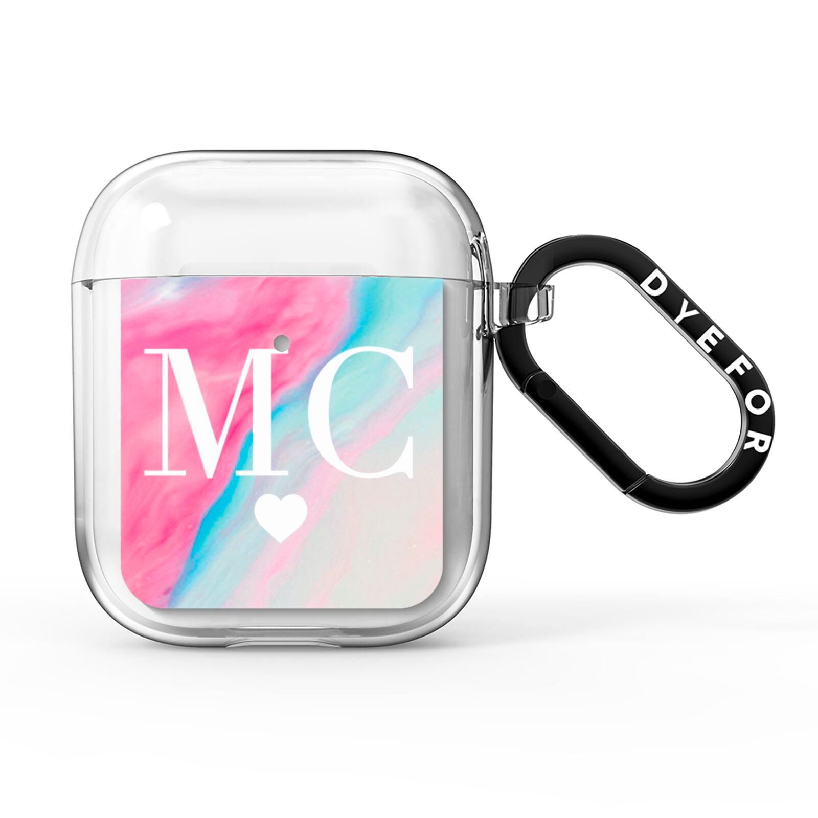 Personalised Pastel Marble Initials AirPods Clear Case