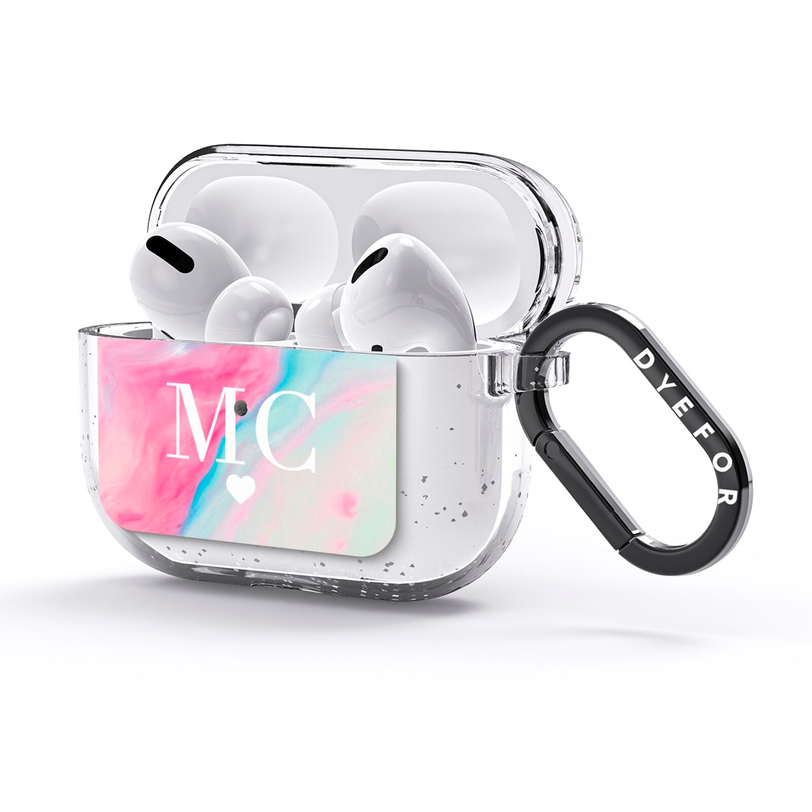 Personalised Pastel Marble Initials AirPods Glitter Case 3rd Gen Side Image