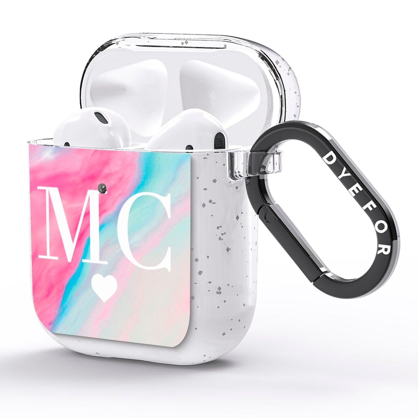 Personalised Pastel Marble Initials AirPods Glitter Case Side Image