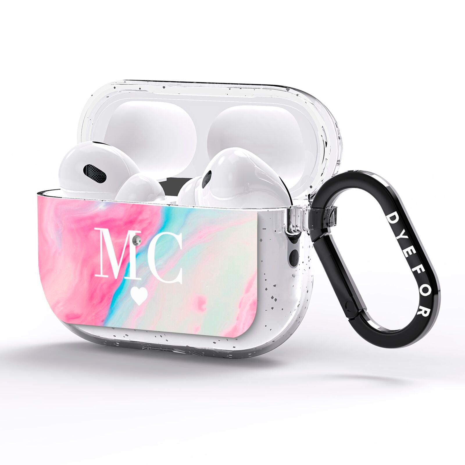 Personalised Pastel Marble Initials AirPods Pro Glitter Case Side Image
