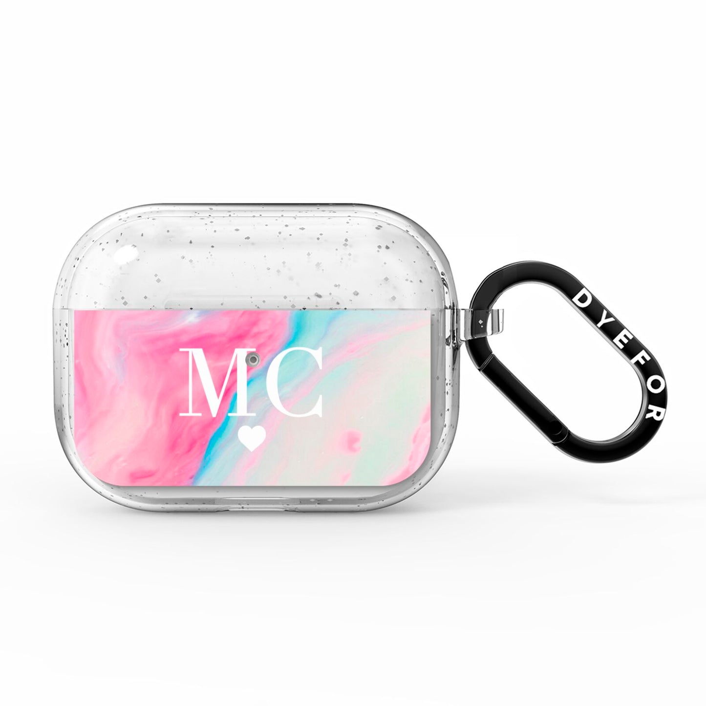 Personalised Pastel Marble Initials AirPods Pro Glitter Case