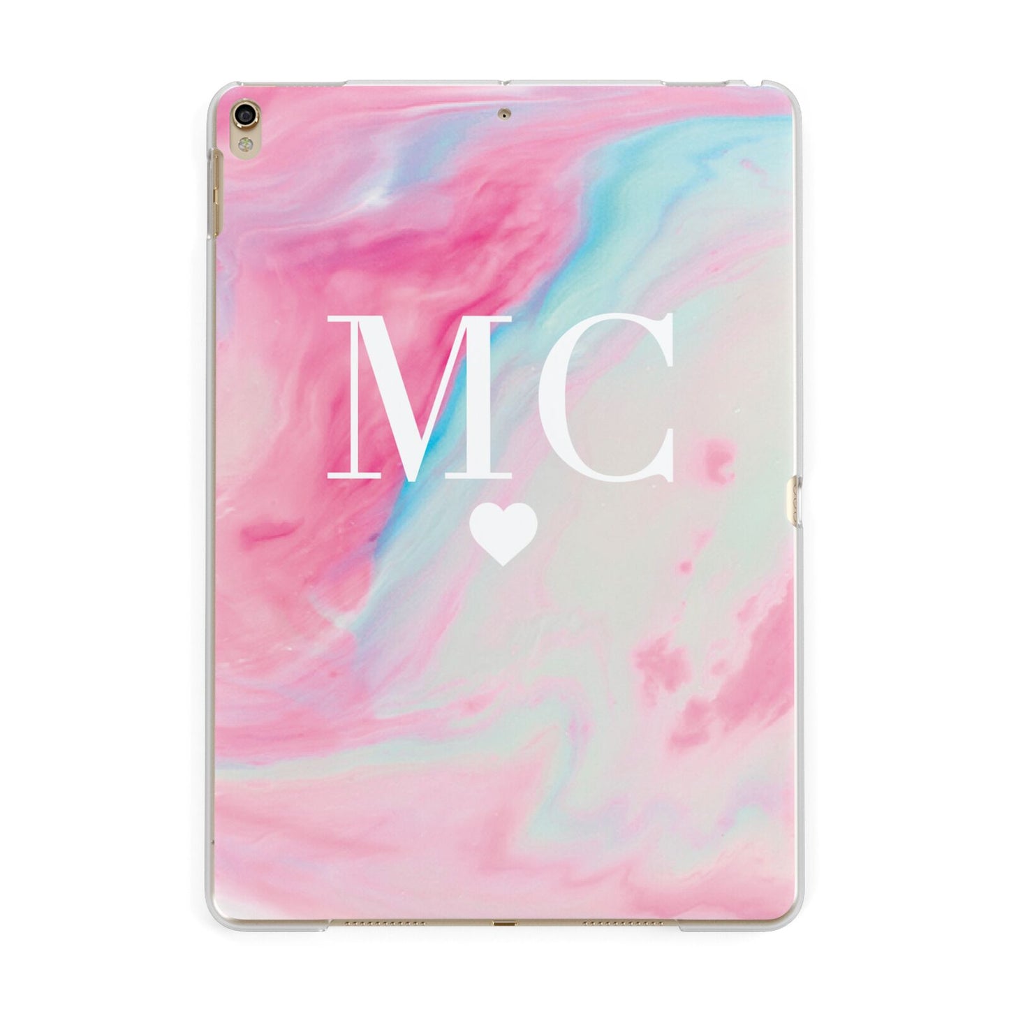 Personalised Pastel Marble Initials Apple iPad Gold Case