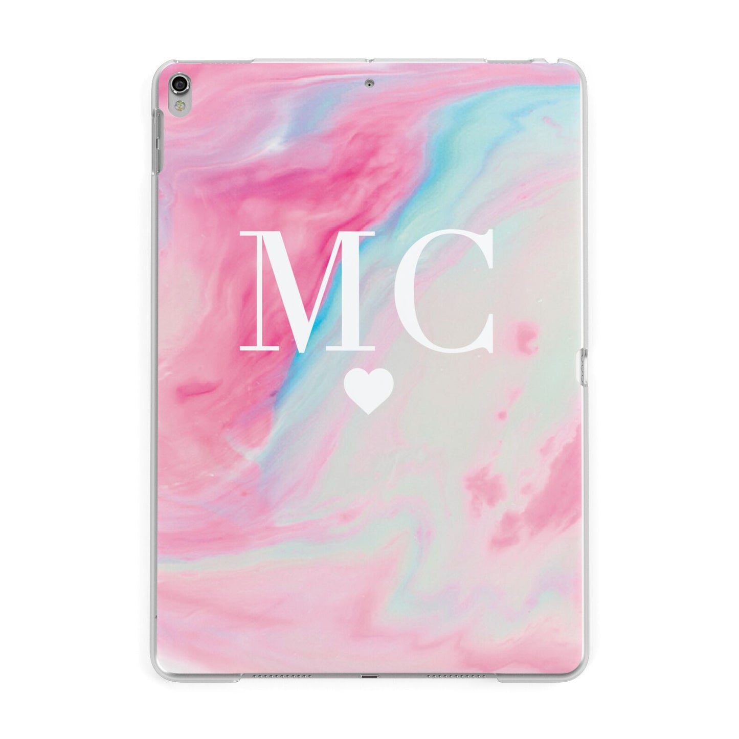 Personalised Pastel Marble Initials Apple iPad Silver Case